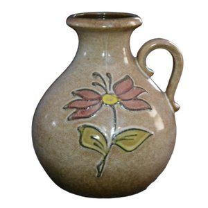 Vintage Scheurich Pottery Beige With Brown Vase Made In W Germany Home Decor